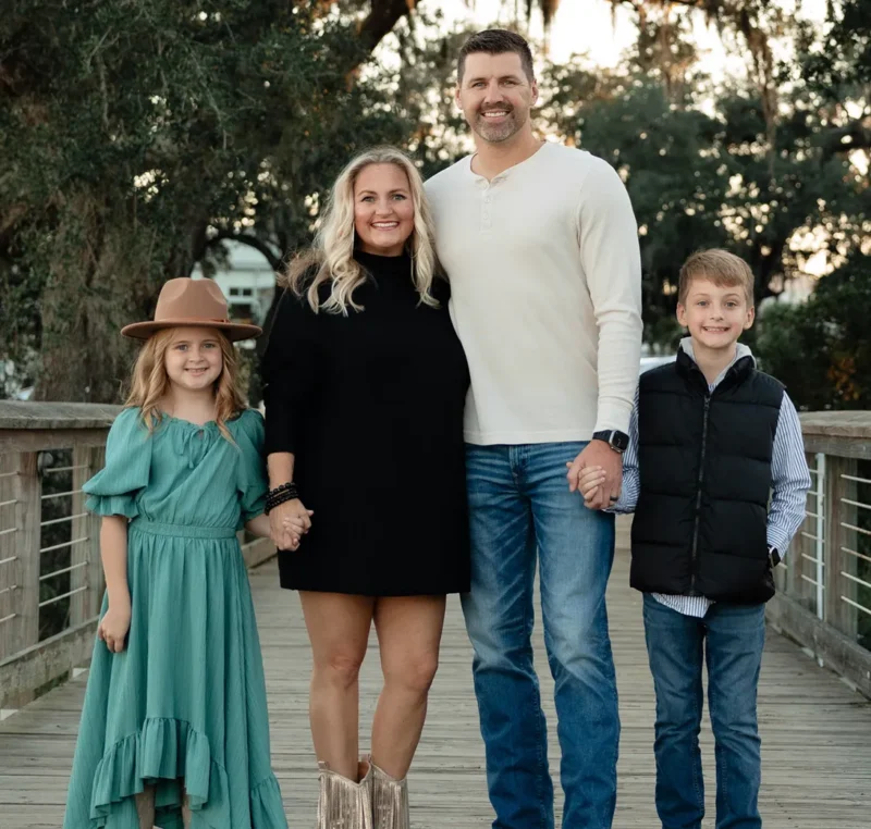 Legacy Pools owners Ben and Whitney Prillaman with their family.