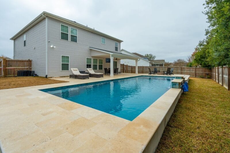 A picture of completed gunite pool construction