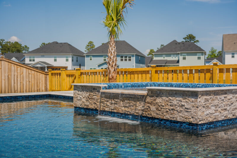 A picture of a square pool jacuzzi