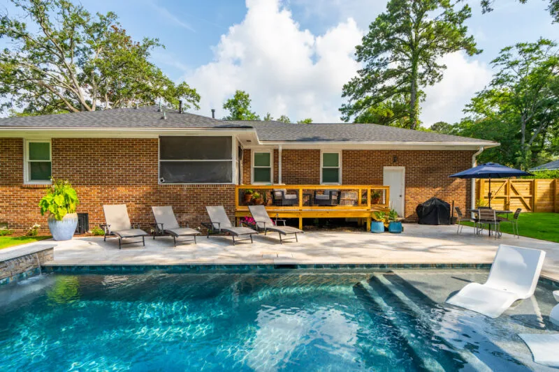 A Drolet gunite pool built by a swimming pool builder