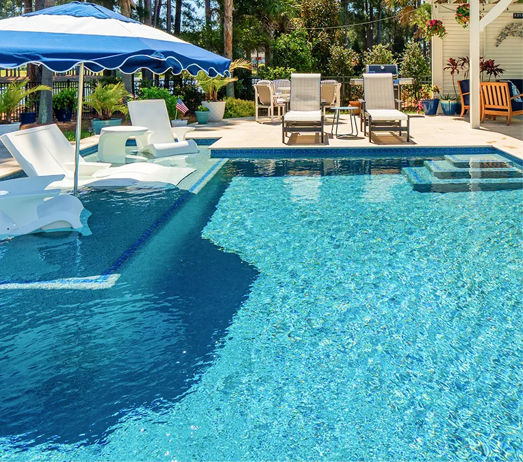 A picture of a gunite pool