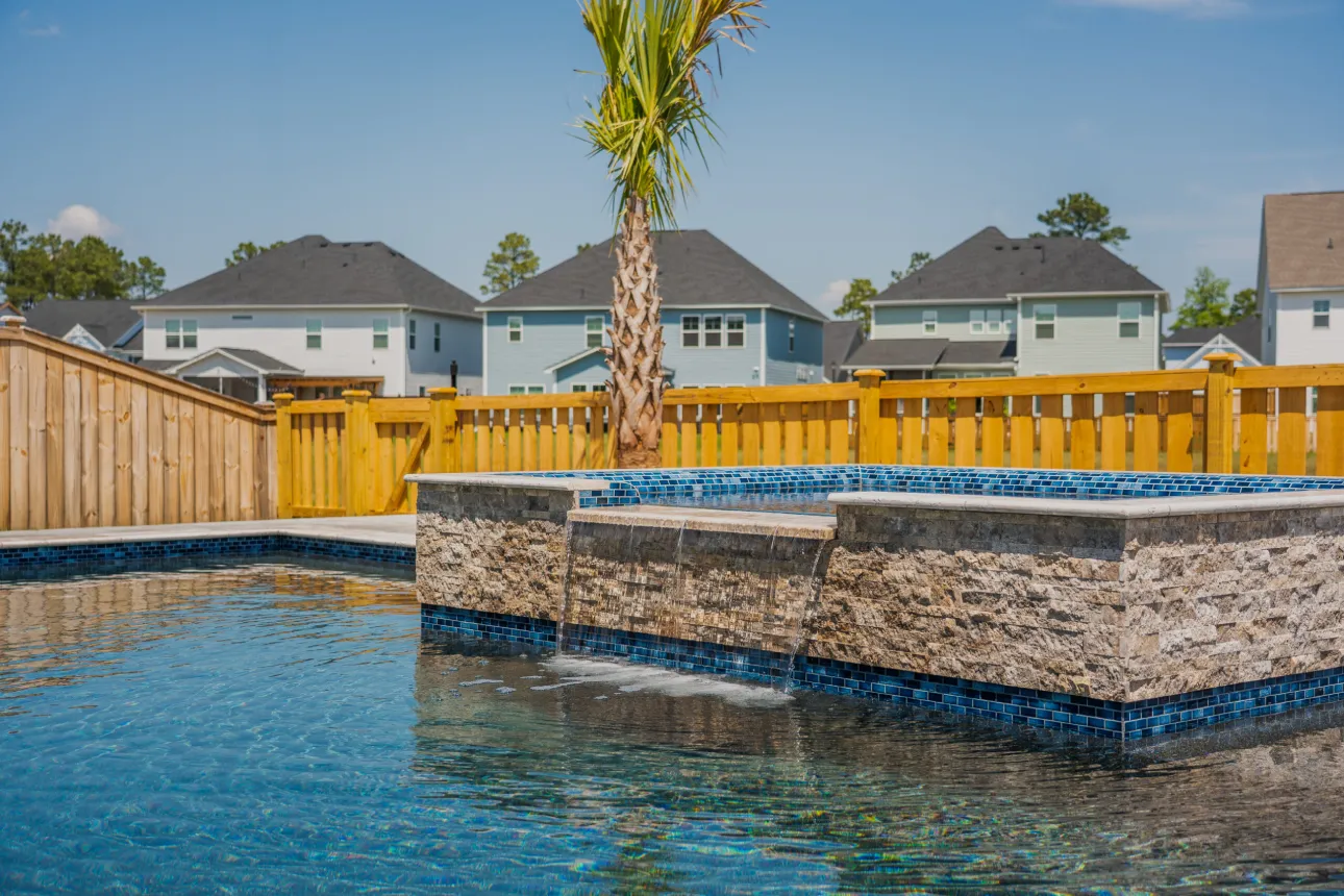 A picture of a square pool jacuzzi