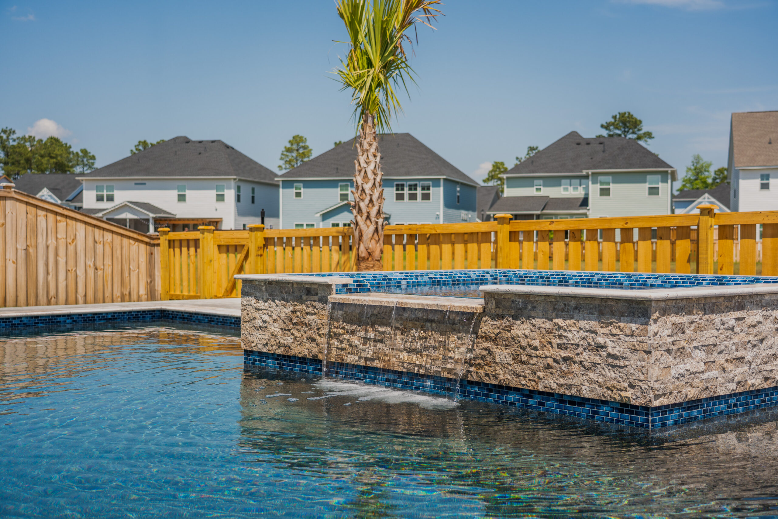 A picture of a square pool jacuzzi