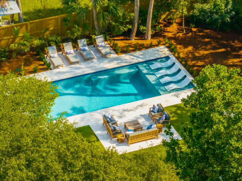 Gunite pool in a South Carolina backyard